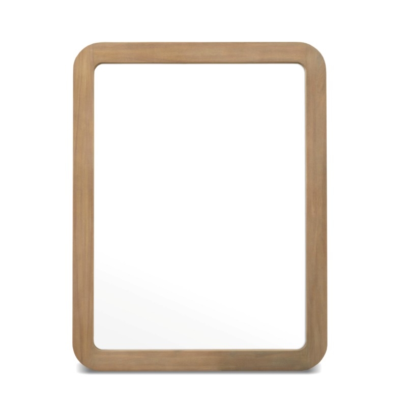 Pemberly Row Contemporary Solid Wood Tan Modern Coastal Mirror