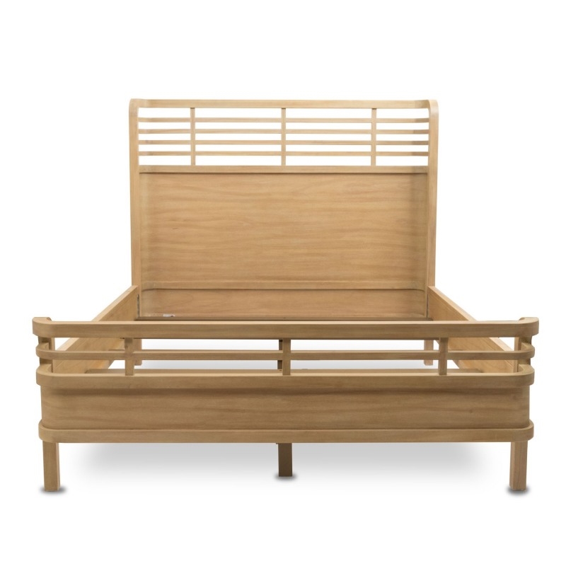 Pemberly Row Contemporary Solid Wood Tan Modern Coastal Queen Bed