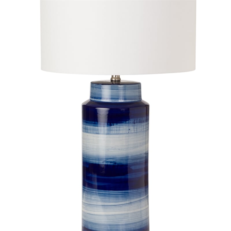 Pemberly Row Navy and White Ceramic Coastal Table Lamps (Set of 2) 3-Way Switch