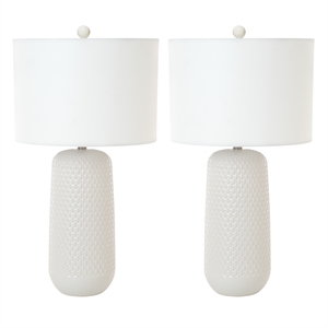 Pemberly Row 30&quot White Ceramic Table Lamps (Set of 2) 3-Way Switch