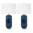 Pemberly Row Stunning Blue Glass Table Lamps (Set of 2) 3-Way Switch