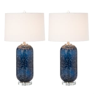 Pemberly Row Stunning Blue Glass Table Lamps (Set of 2) 3-Way Switch