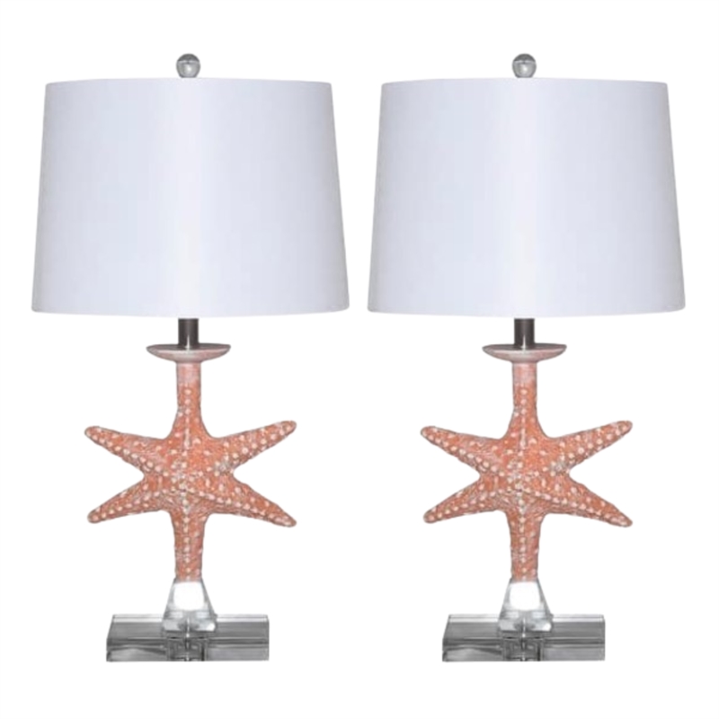 Pemberly Row Starfish Seaside Coastal Table Lamps (Set of 2) 3-Way Switch
