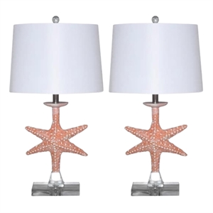 Pemberly Row Starfish Seaside Coastal Table Lamps (Set of 2) 3-Way Switch