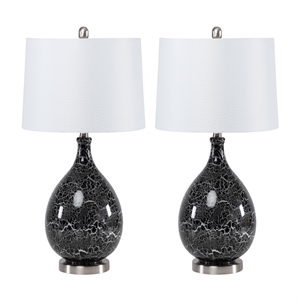 Pemberly Row Glass Grey/Silver Timeless Table Lamps (Set of 2) 3-Way Switch