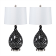 Pemberly Row Glass Grey/Silver Timeless Table Lamps (Set of 2) 3-Way Switch