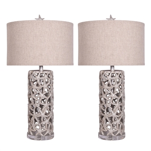 Pemberly Row 30&quot Starfish Silver/Gold Table Lamps (Set of 2) 3-Way Switch