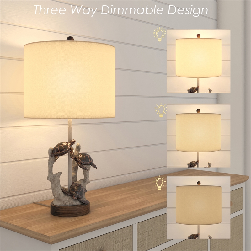 Pemberly Row 27'' Turtles Coastal Seaside Table Lamps (Set of 2) 3-Way Switch