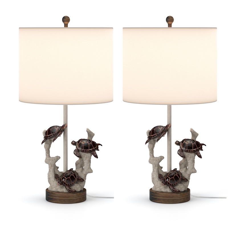 Pemberly Row 27'' Turtles Coastal Seaside Table Lamps (Set of 2) 3-Way Switch
