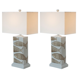 Pemberly Row Gray/Light Brown Coastal Fish Table Lamp (Set of 2) 3-Way Switch