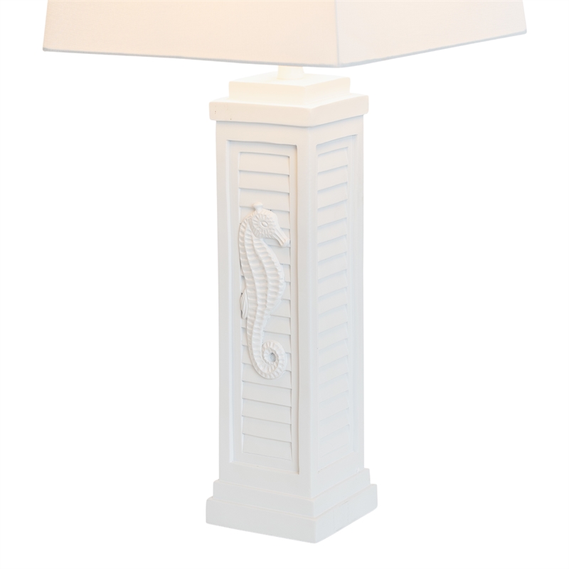 Pemberly Row White Coastal Lamps USB Charging port (Set of 2) 3-Way Switch