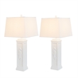 Pemberly Row White Coastal Lamps USB Charging port (Set of 2) 3-Way Switch