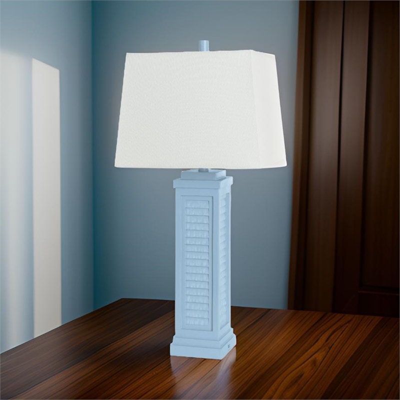 Pemberly Row Shutter Blue Table Lamps USB Charging port (Set of 2) 3-Way Switch