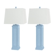 Pemberly Row Shutter Blue Table Lamps USB Charging port (Set of 2) 3-Way Switch