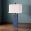 Pemberly Row Shutter Navy Blue Table Lamps USB port (Set of 2) 3-Way Switch