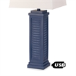 Pemberly Row Shutter Navy Blue Table Lamps USB port (Set of 2) 3-Way Switch