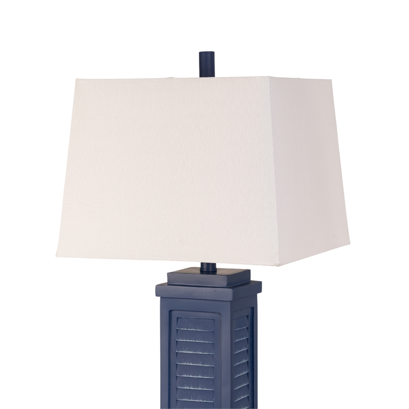 Pemberly Row Shutter Navy Blue Table Lamps USB port (Set of 2) 3-Way Switch