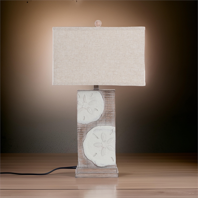 Pemberly Row Coastal Sandollar Table Lamps USB port (Set of 2) 3-Way Switch