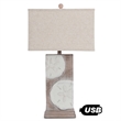 Pemberly Row Coastal Sandollar Table Lamps USB port (Set of 2) 3-Way Switch