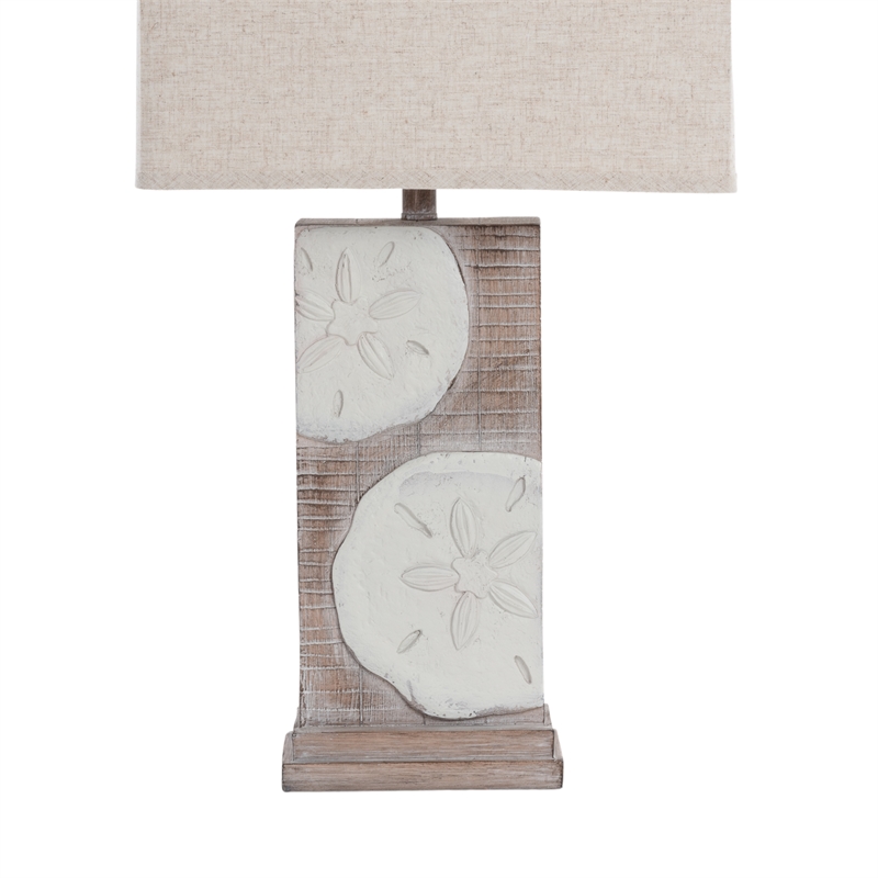 Pemberly Row Coastal Sandollar Table Lamps USB port (Set of 2) 3-Way Switch