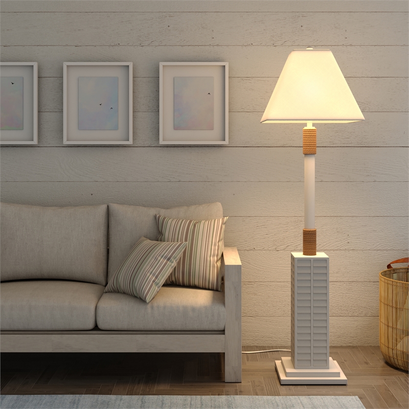 Pemberly Row 63'' Coastal White Shutter Floor Lamp 3-Way Switch