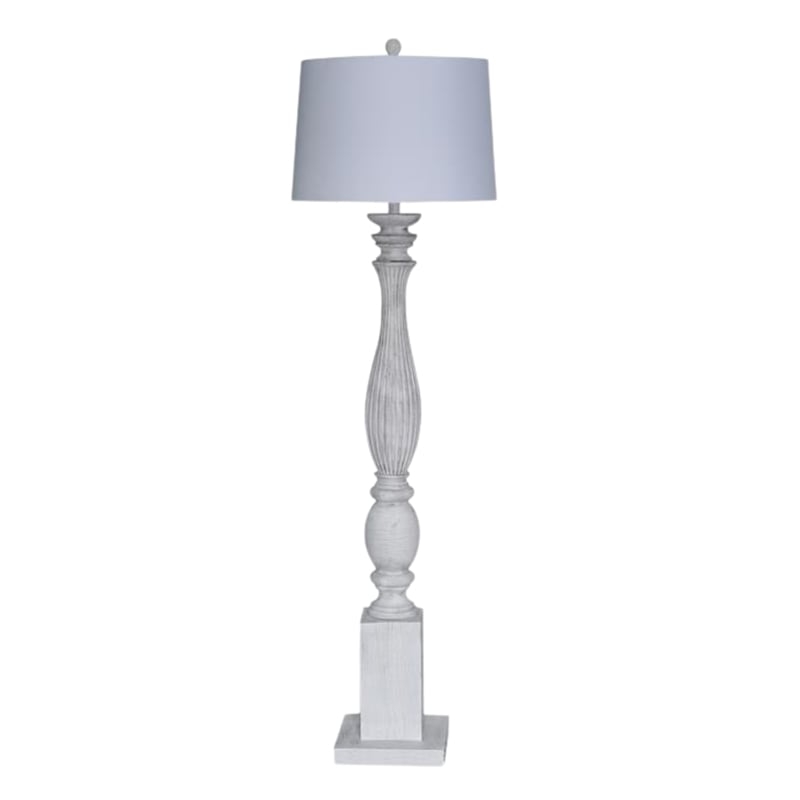 Pemberly Row 63'' Classic White Washed Coastal Floor Lamp Classy 3-Way Switch