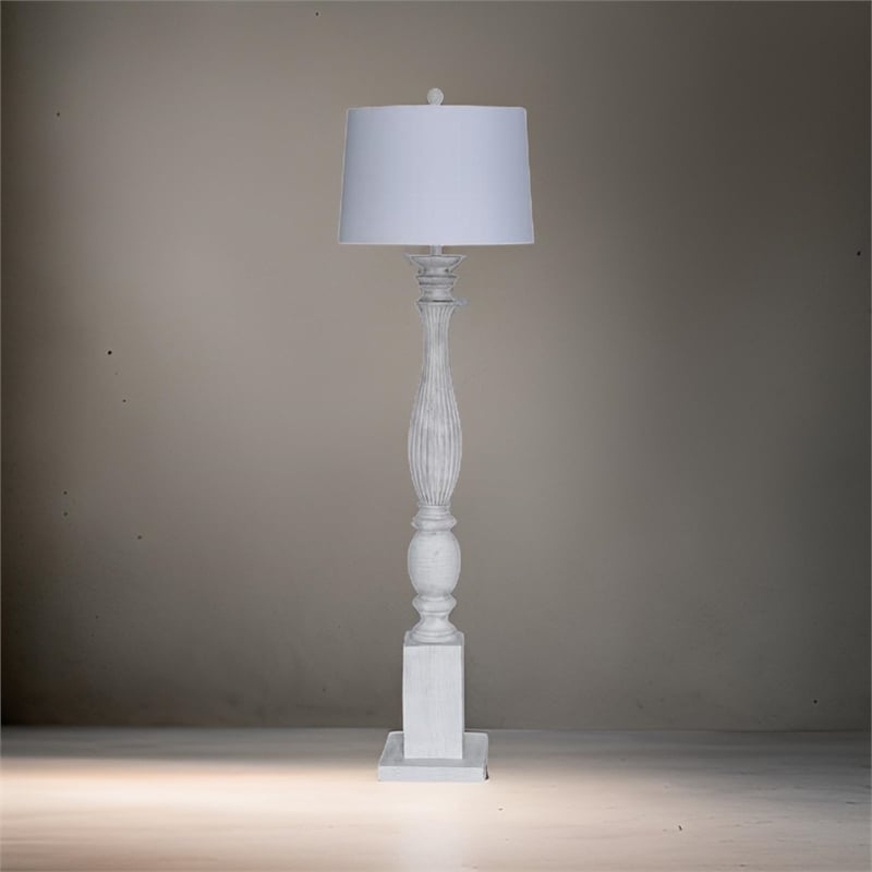 Pemberly Row 63'' Classic White Washed Coastal Floor Lamp Classy 3-Way Switch