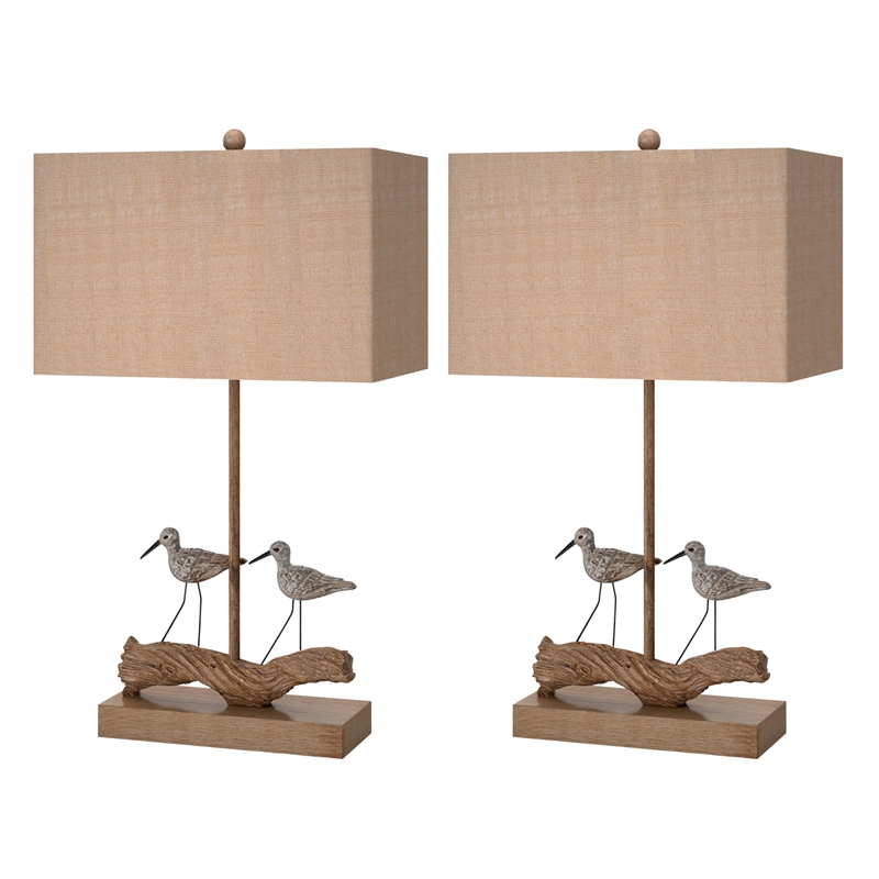 Pemberly Row Beach Birds Coastal Table Lamps (Set of 2) 3-Way Switch