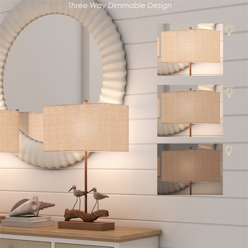 Pemberly Row Beach Birds Coastal Table Lamps (Set of 2) 3-Way Switch