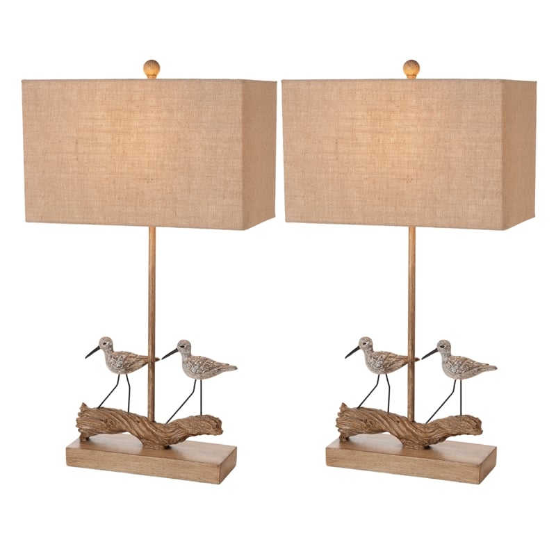 Pemberly Row Beach Birds Coastal Table Lamps (Set of 2) 3-Way Switch