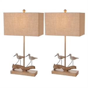 Pemberly Row Beach Birds Coastal Table Lamps (Set of 2) 3-Way Switch