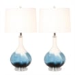 Pemberly Row Blue Tone Glass Table Lamps (Set of 2) 3-Way Switch