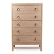 Pemberly Row Solid Wood Tan Coastal Modern 5-Drawer Chest in Brown
