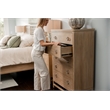 Pemberly Row Solid Wood Tan Coastal Modern 5-Drawer Chest in Brown