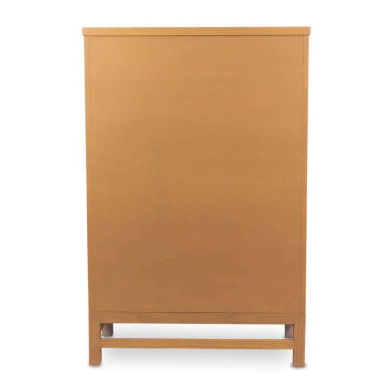 Pemberly Row Solid Wood Tan Coastal Modern 5-Drawer Chest in Brown