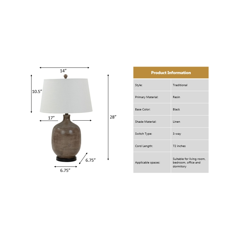 Pemberly Row Stunning Brown Table Lamps (Set of 2) 3-Way Switch