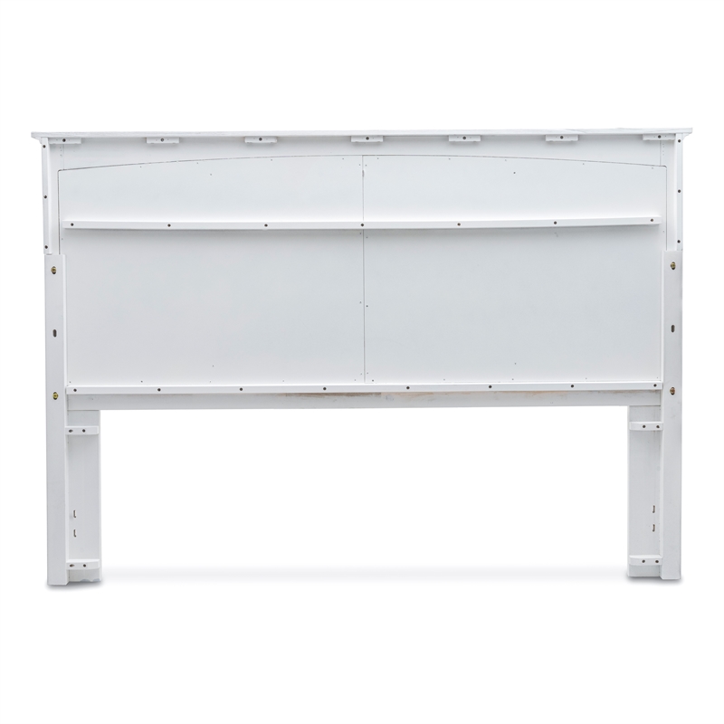 Pemberly Row Modern Coastal Wood King Headboard in White Finish