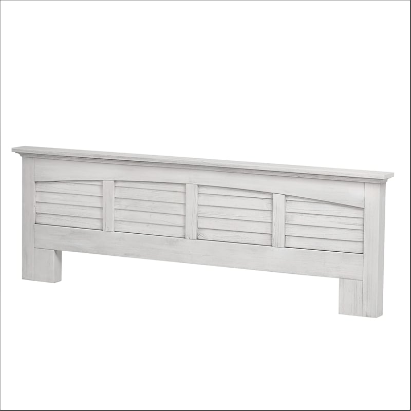 Pemberly Row Modern Coastal Wood King Panel Bed in White Finish
