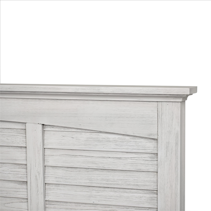 Pemberly Row Modern Coastal Wood King Panel Bed in White Finish