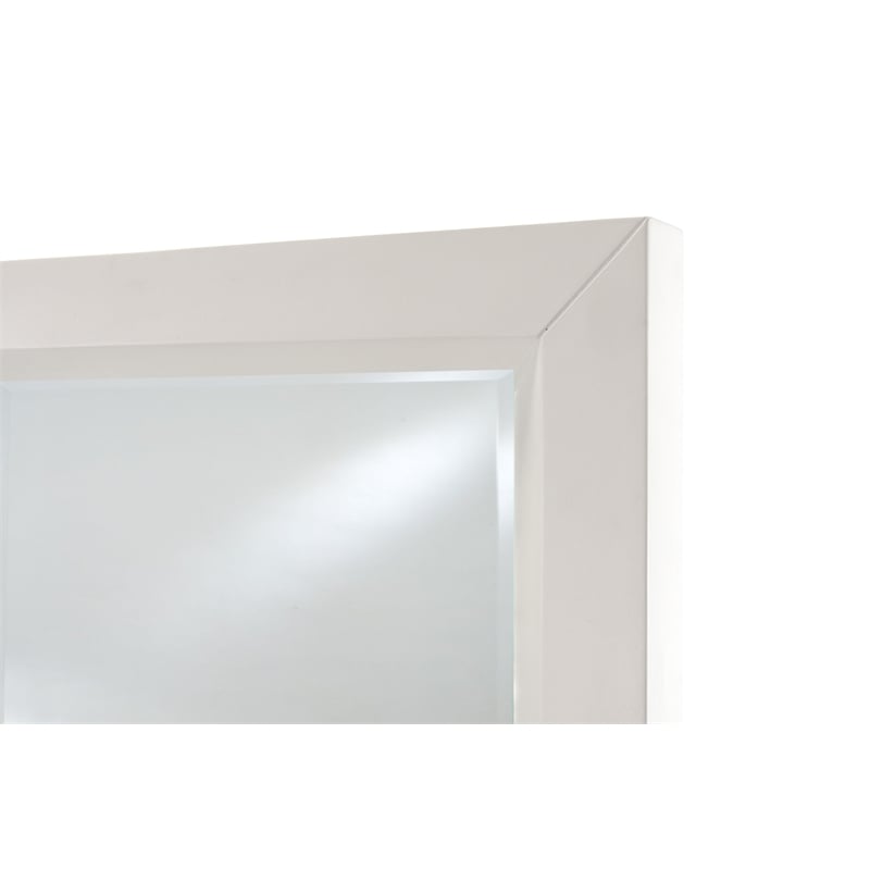Pemberly Row Contemporary Wood Mirror in Sand and Stark White