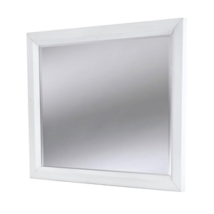 Pemberly Row Contemporary Wood Mirror in White/Soft Grey Glaze