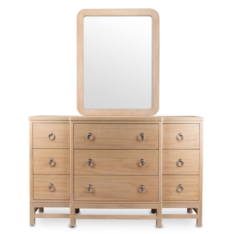 Pemberly Row Contemporary Solid Wood 9-Drawer Dresser in Brown