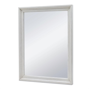 Pemberly Row Rectangle Modern Coastal Wood Mirror in White Finish