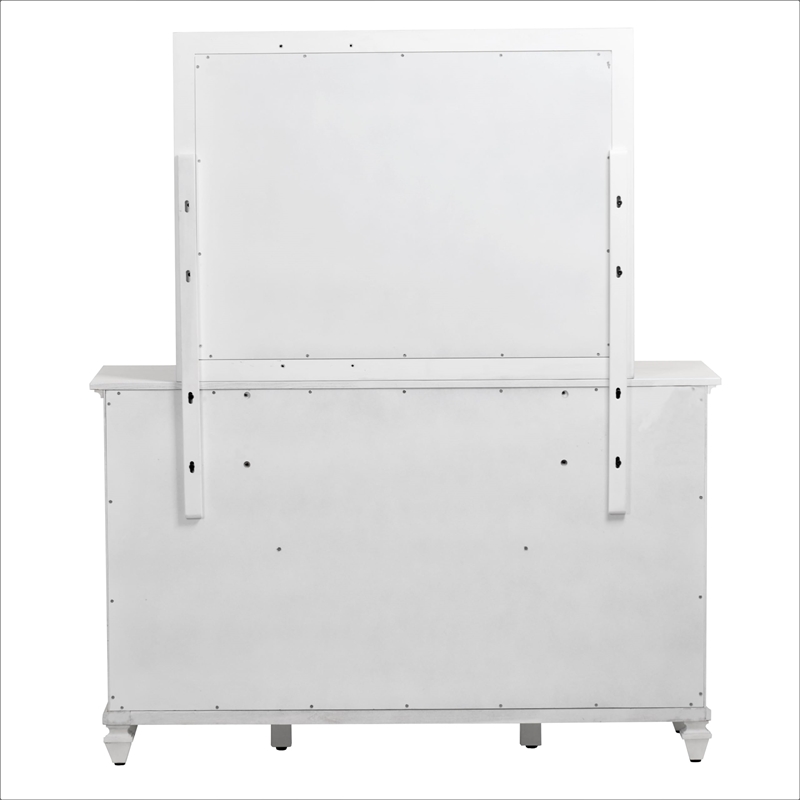 Pemberly Row Rectangle Modern Coastal Wood Mirror in White Finish