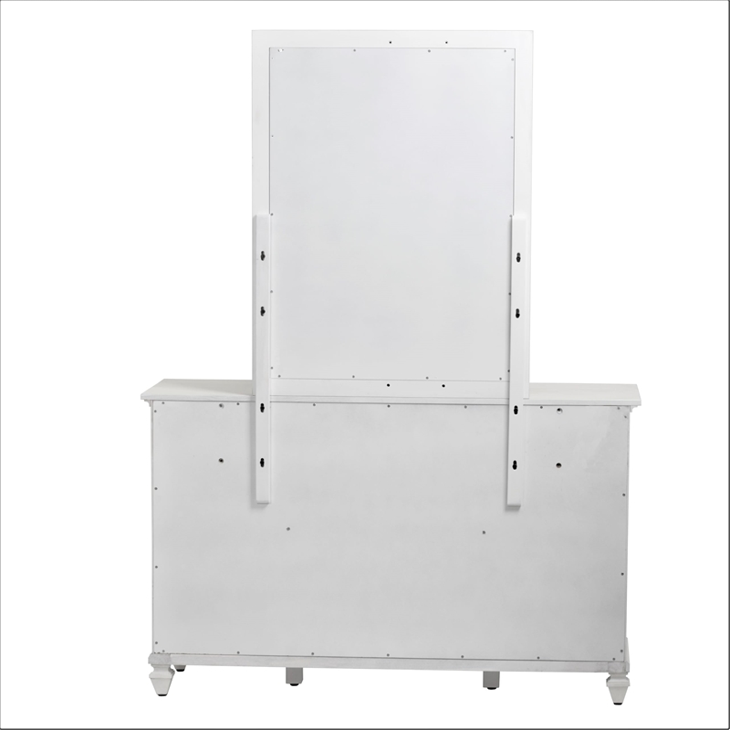 Pemberly Row Rectangle Modern Coastal Wood Mirror in White Finish