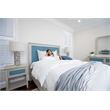 Pemberly Row Contemporary Queen Woven Bed in Ocean Blue and Aged Ivory