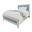Pemberly Row Contemporary Queen Woven Bed in Ocean Blue and Aged Ivory