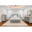 Pemberly Row Contemporary King Woven Bed in Ocean Blue and Aged Ivory