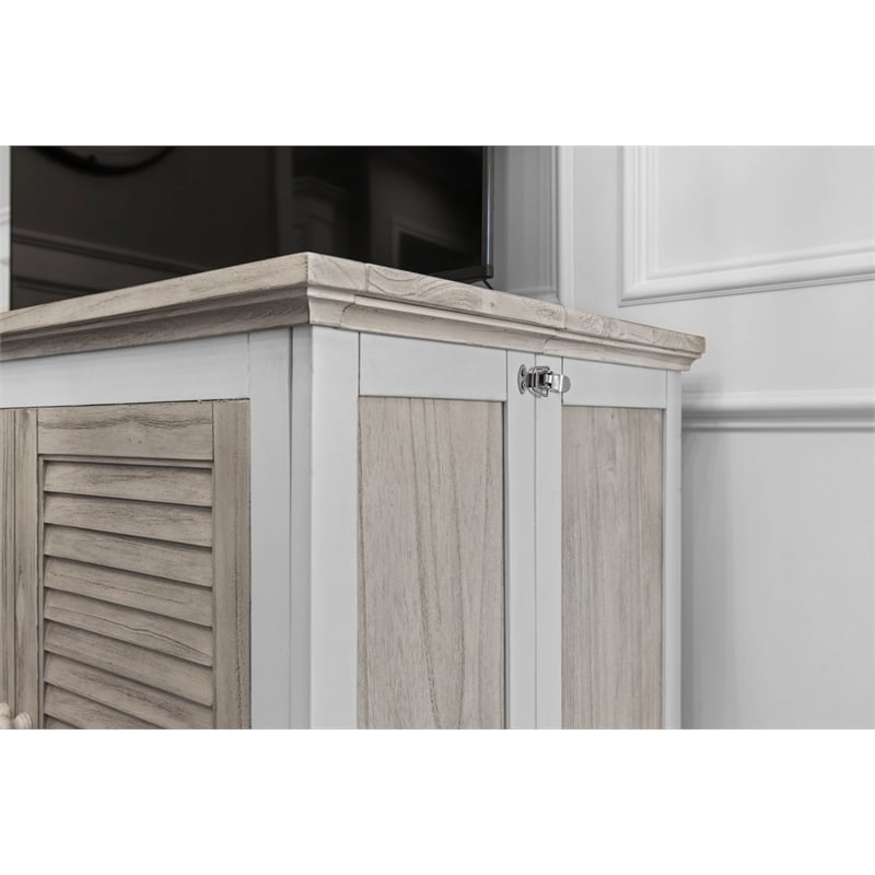 Pemberly Row Contemporary Queen Cabinet Murphy Bed with Mattress in Grey