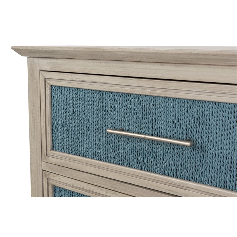 Pemberly Row 6-Drawer Woven Dresser in Ocean Blue & Aged Ivory
